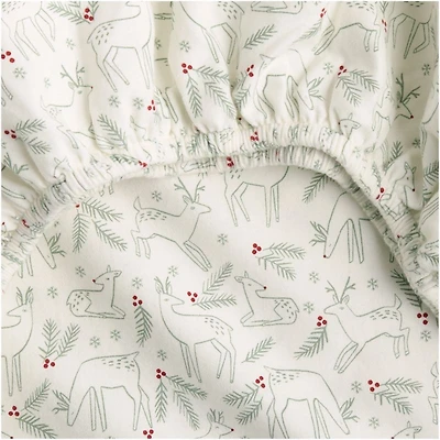 Supercozy Restful Reindeer Christmas Organic Flannel Baby Crib Fitted Sheet
