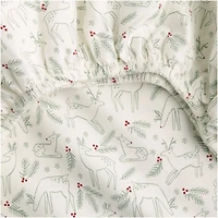 Supercozy Restful Reindeer Christmas Organic Flannel Baby Crib Fitted Sheet