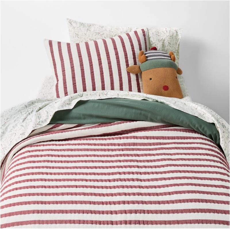Reindeer Knit Kids Christmas Throw Pillow