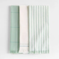 Spring Fringe Dusty Jade Organic Cotton Dish Towels, Set of 3