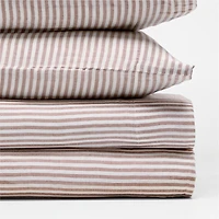 Supersoft Striped Brulee Brown Organic Cotton Gauze Kids Queen Sheet Set