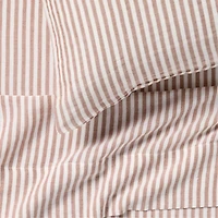 Supersoft Striped Brulee Brown Organic Cotton Gauze Kids Queen Sheet Set