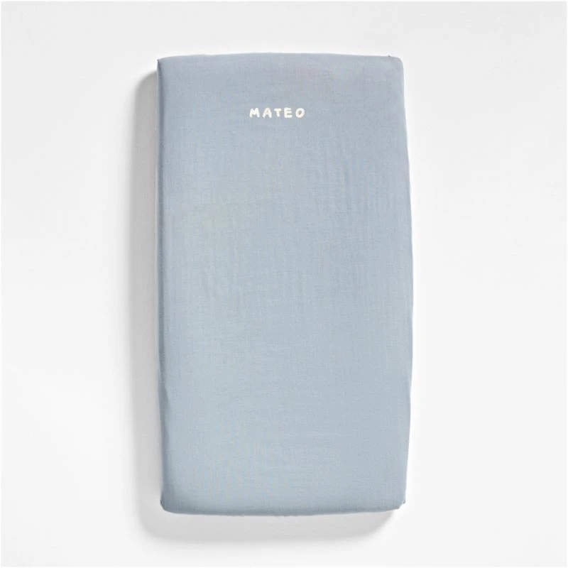 Supersoft Light Blue Organic Cotton Gauze Baby Bassinet Sheet