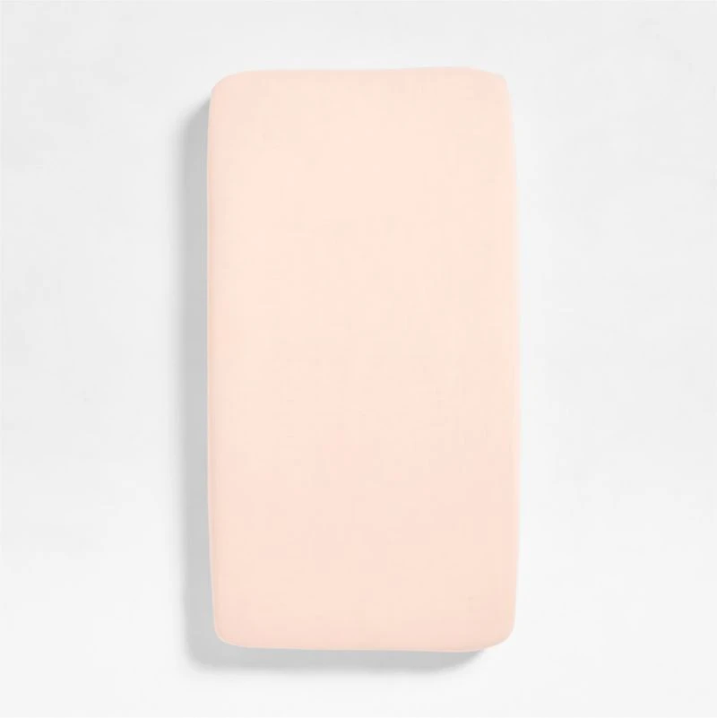 Supersoft Pale Pink Organic Cotton Gauze Baby Crib Fitted Sheet