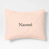 Supersoft Pale Pink Quilted Organic Cotton Gauze Kids Pillow Sham