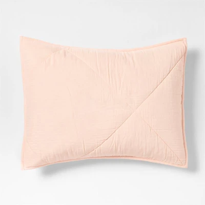 Supersoft Pale Pink Quilted Organic Cotton Gauze Kids Pillow Sham