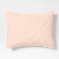 Supersoft Pale Pink Quilted Organic Cotton Gauze Kids Pillow Sham