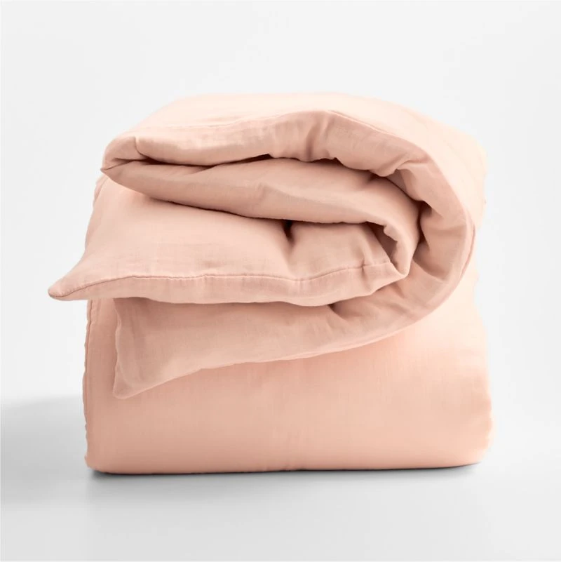 Supersoft Pale Pink Organic Cotton Gauze Kids Full/Queen Duvet Cover