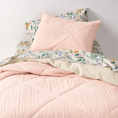 Supersoft Pale Pink Organic Cotton Gauze Kids Full/Queen Quilt