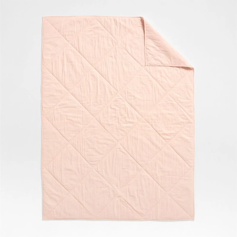 Supersoft Pale Pink Organic Cotton Gauze Kids Full/Queen Quilt