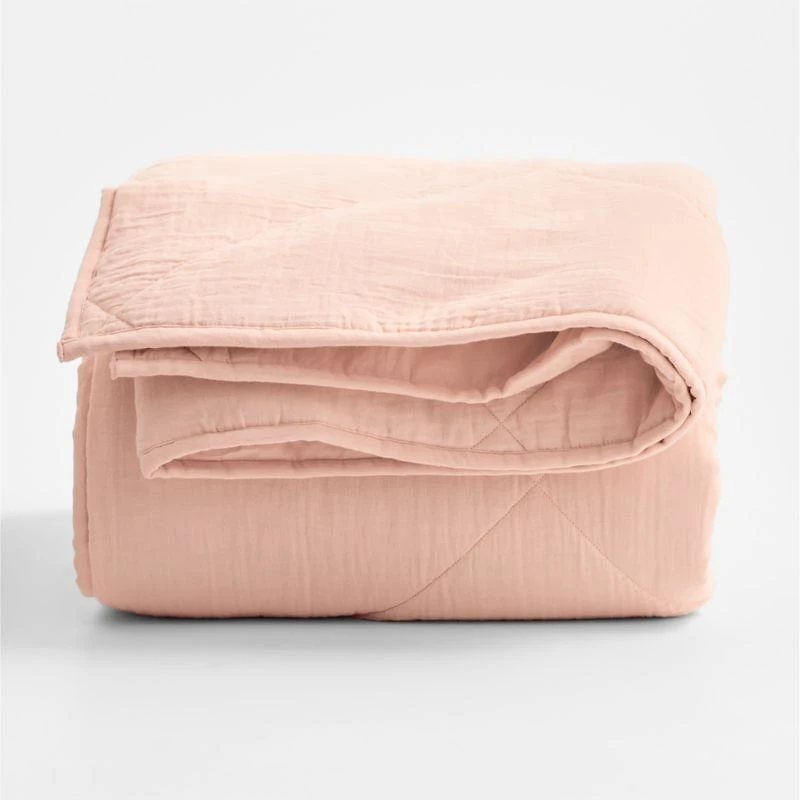 Supersoft Pale Pink Organic Cotton Gauze Kids Full/Queen Quilt