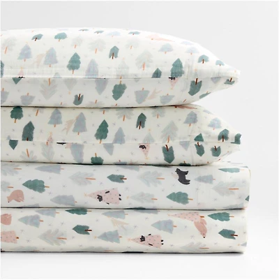Supersoft Snow and Seek Organic Cotton Gauze Kids Queen Sheet Set