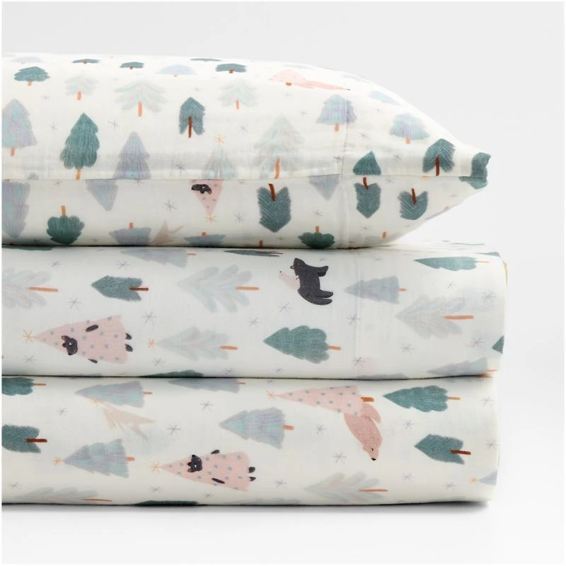 Supersoft Snow and Seek Organic Cotton Gauze Kids Twin Sheet Set
