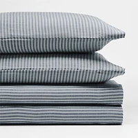 Supersoft Striped Deep Indigo Organic Cotton Gauze Kids Queen Sheet Set