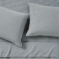 Supersoft Striped Deep Indigo Organic Cotton Gauze Kids Queen Sheet Set