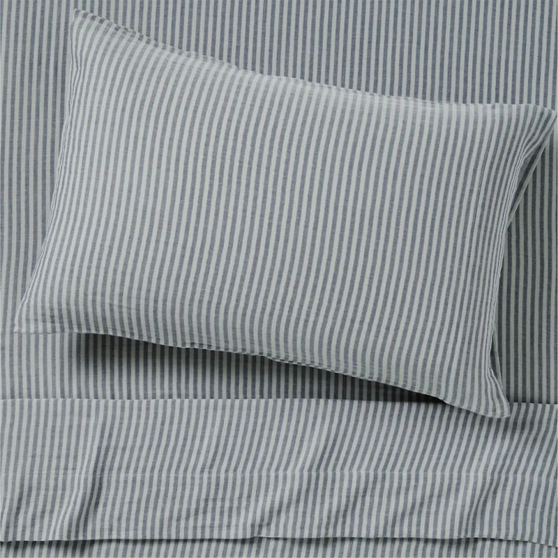 Supersoft Striped Deep Indigo Organic Cotton Gauze Kids Pillow Sham