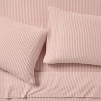 Supersoft Striped Lilac Rose Organic Cotton Gauze Kids Queen Sheet Set
