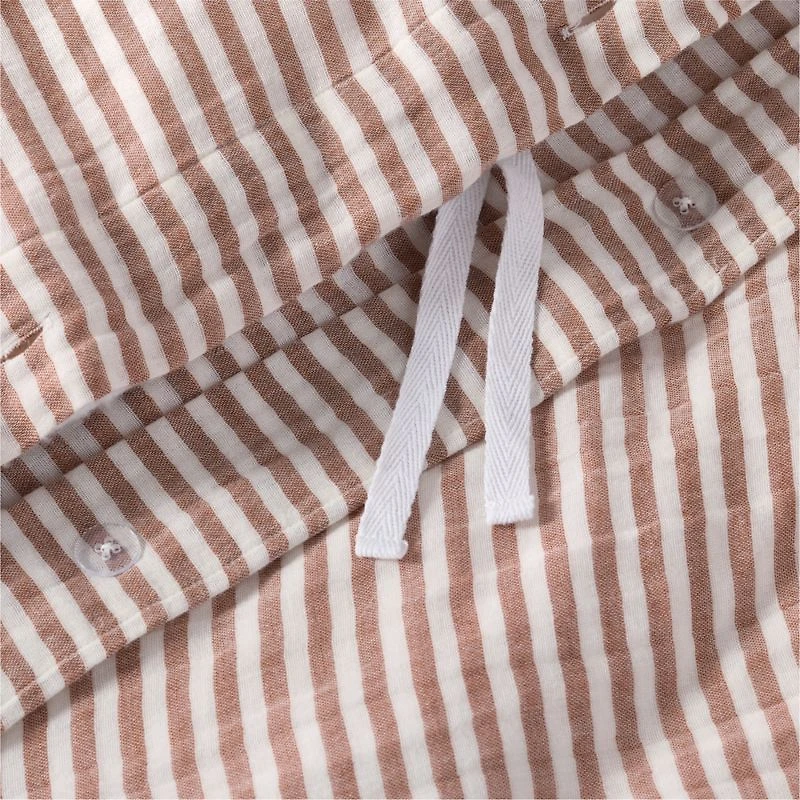 Supersoft Striped Brulee Brown Organic Cotton Gauze Kids Full/Queen Duvet