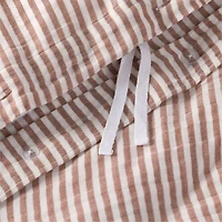 Supersoft Striped Brulee Brown Organic Cotton Gauze Kids Full/Queen Duvet