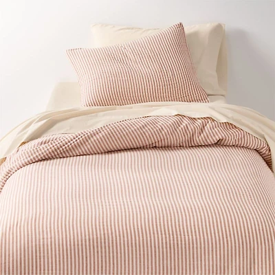 Supersoft Striped Brulee Brown Organic Cotton Gauze Kids Full/Queen Duvet