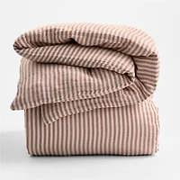 Supersoft Striped Brulee Brown Organic Cotton Gauze Kids Full/Queen Duvet
