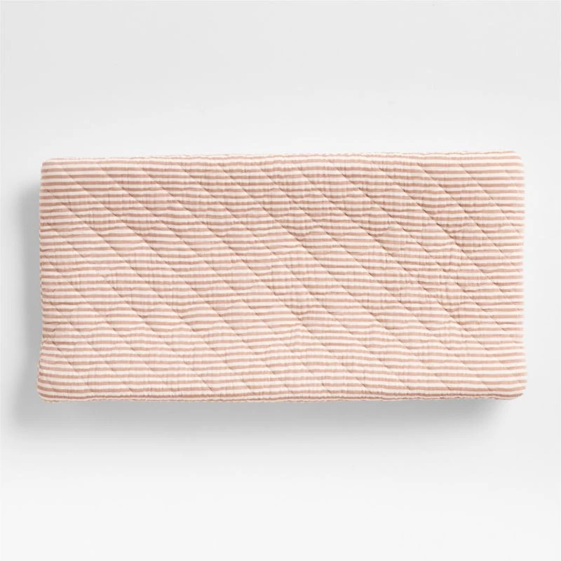 Supersoft Striped Brulee Brown Organic Cotton Gauze Baby Changing Pad Cover