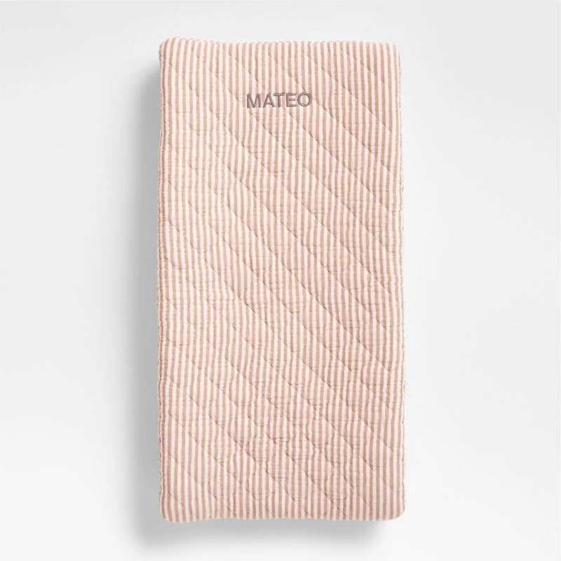 Supersoft Striped Brulee Brown Organic Cotton Gauze Baby Changing Pad Cover