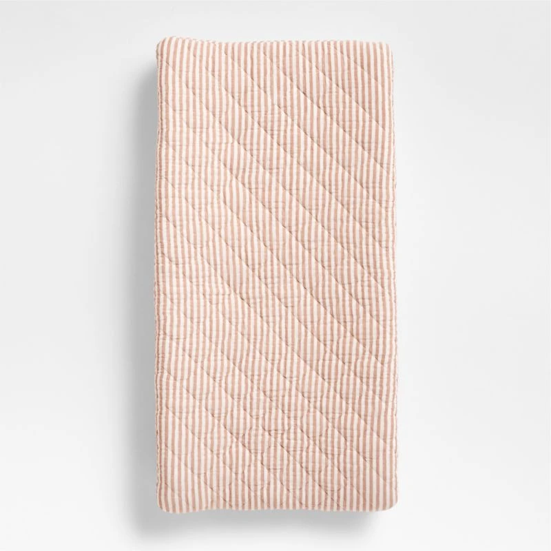 Supersoft Striped Brulee Brown Organic Cotton Gauze Baby Changing Pad Cover