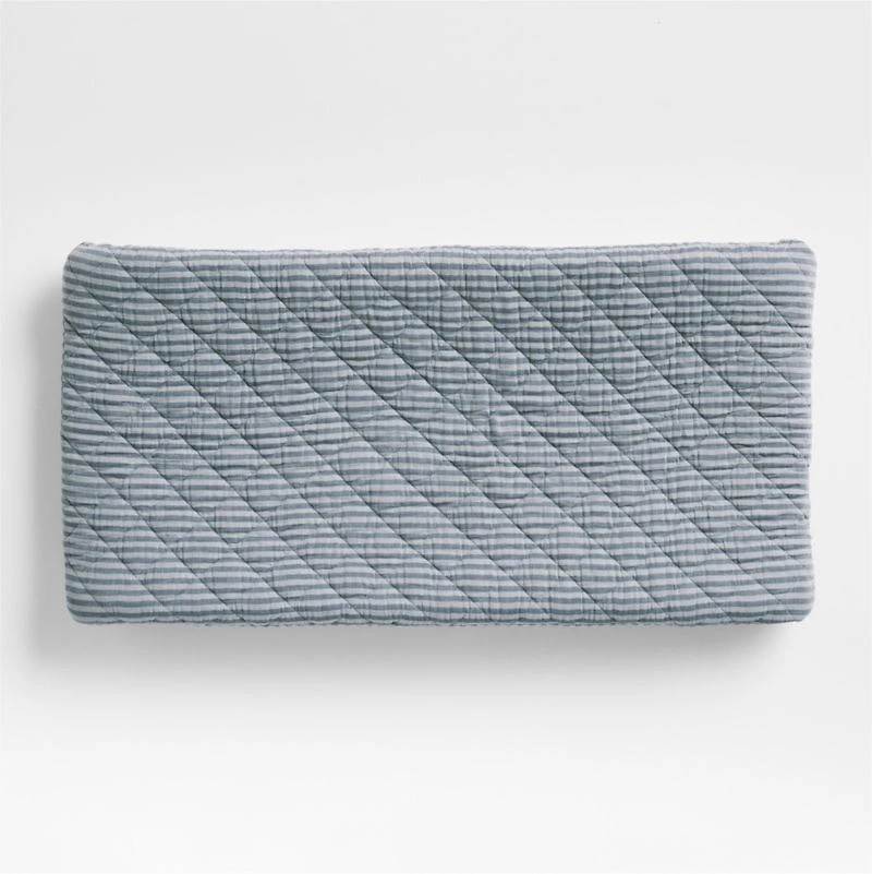 Supersoft Striped Deep Indigo Organic Cotton Gauze Baby Changing Pad Cover