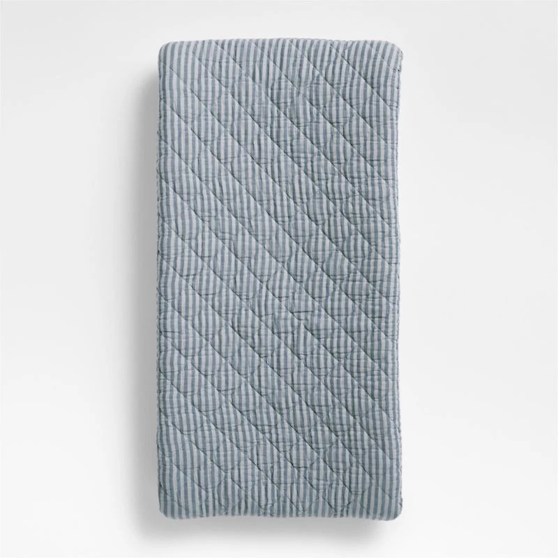 Supersoft Striped Deep Indigo Organic Cotton Gauze Baby Changing Pad Cover