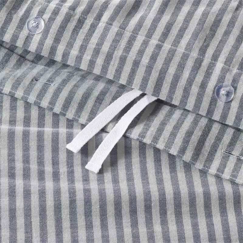 Supersoft Striped Deep Indigo Organic Cotton Gauze Kids Full/Queen Duvet