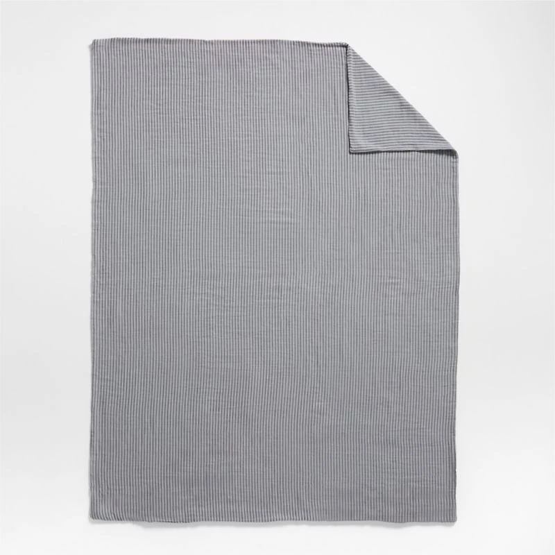Supersoft Striped Deep Indigo Organic Cotton Gauze Kids Full/Queen Duvet
