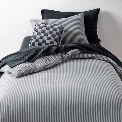 Supersoft Striped Deep Indigo Organic Cotton Gauze Kids Full/Queen Duvet