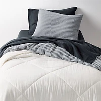 Supersoft Striped Deep Indigo Organic Cotton Gauze Kids Full/Queen Duvet
