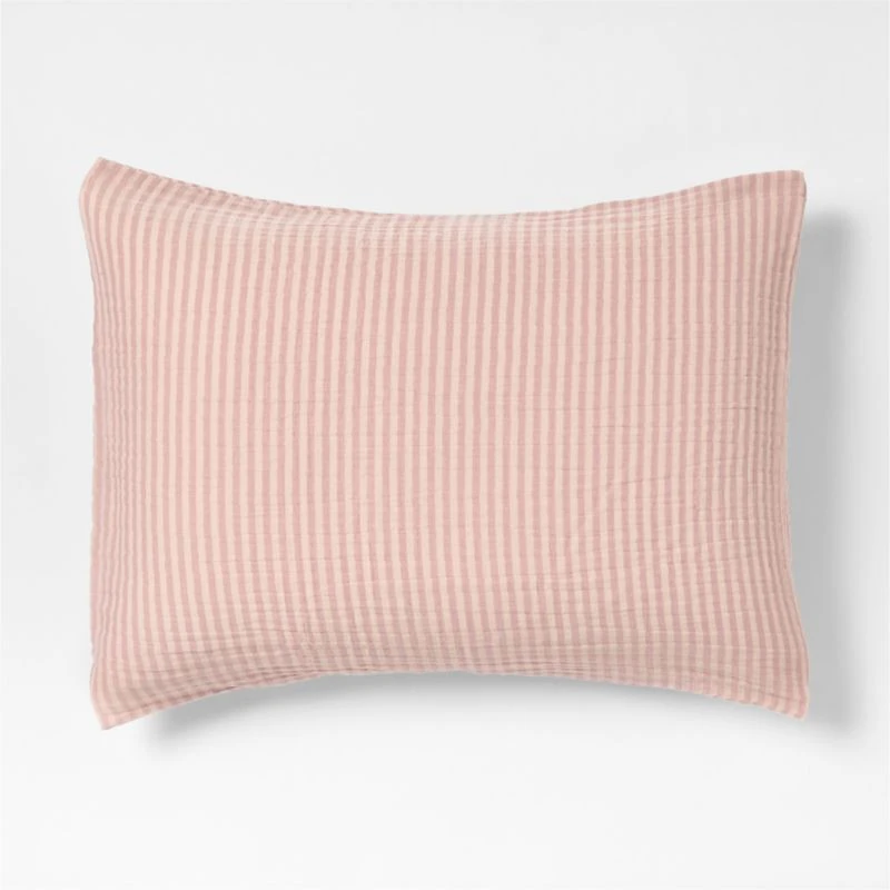 Supersoft Striped Lilac Rose Organic Cotton Gauze Kids Pillow Sham