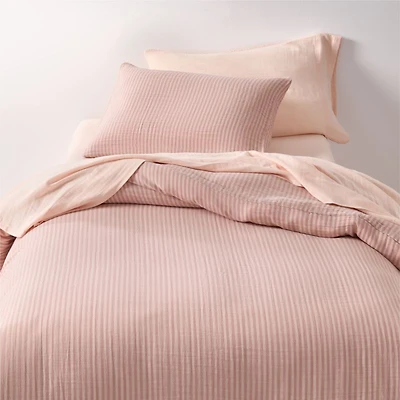 Supersoft Striped Lilac Rose Organic Cotton Gauze Kids Full/Queen Duvet Cover