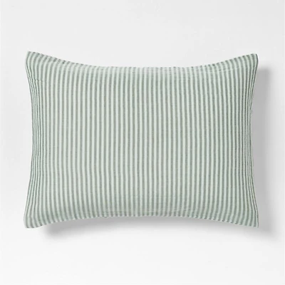 Supersoft Striped Pine Green Organic Cotton Gauze Kids Pillow Sham