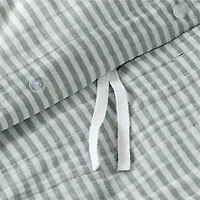 Supersoft Striped Pine Green Organic Cotton Gauze Kids Full/Queen Duvet Cover
