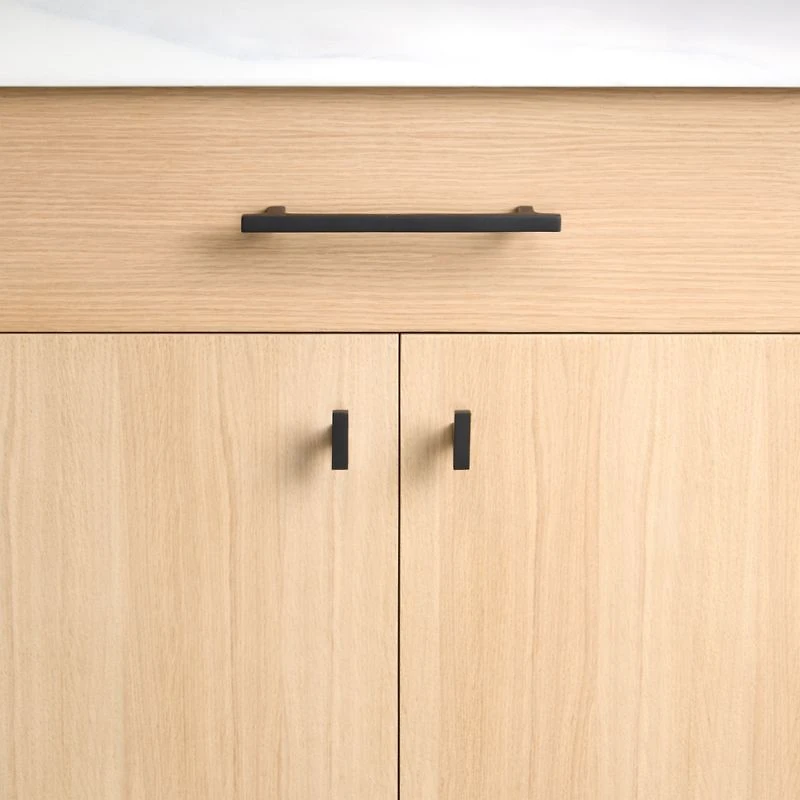 Square Edge 5" Matte Black Cabinet Drawer Bar Pull