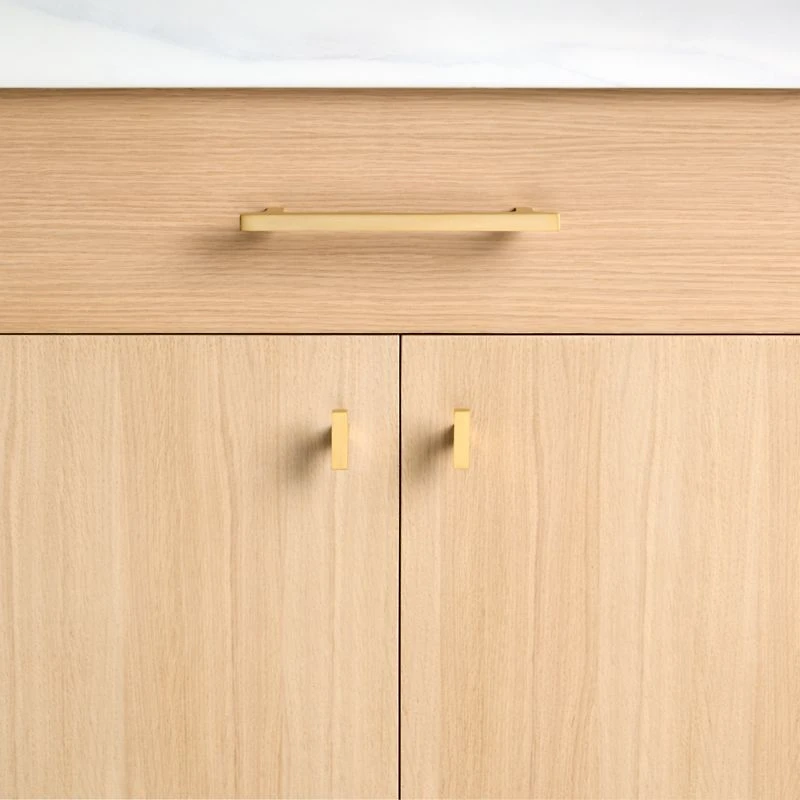 Square Edge 5" Brushed Brass Cabinet Drawer Bar Pull