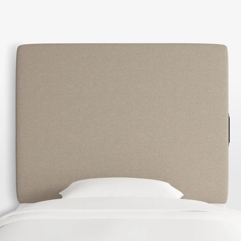 Square Linen Taupe Twin Charging Wall-Mounted Headboard