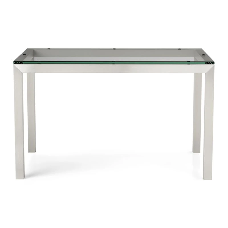 Parsons Clear Glass Top/ Stainless Steel Base 60x36 Dining Table