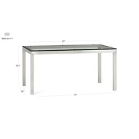 Parsons Clear Glass Top/ Stainless Steel Base 60x36 Dining Table