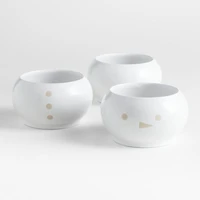 Stacking Snowman White Stoneware Bowls Set