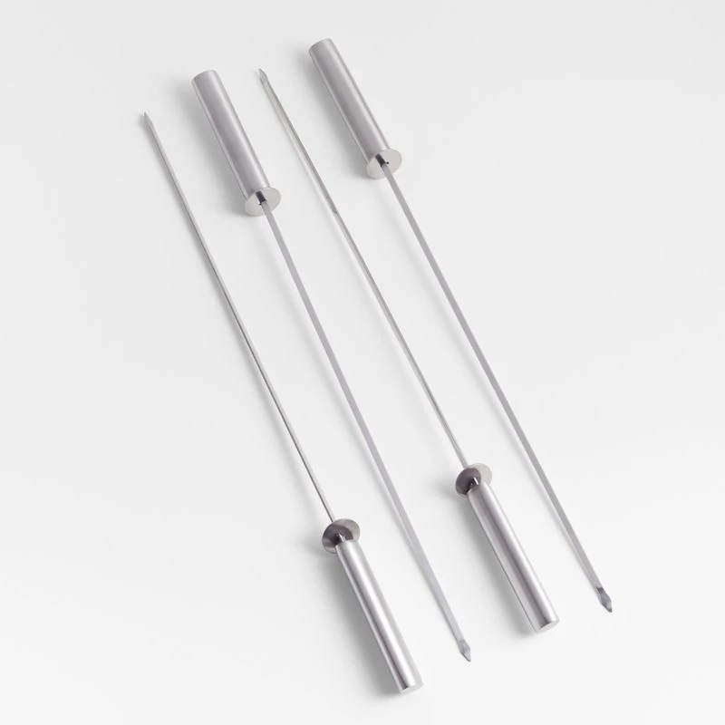 Stainless Steel Sliding Skewers with Hollow Handle, Set of 4