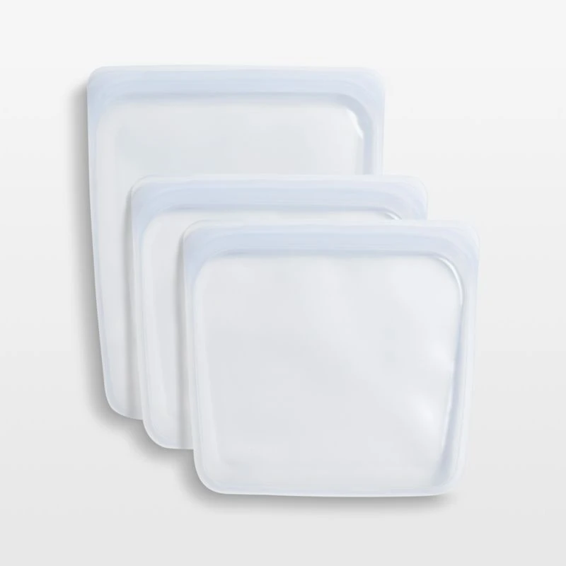 Stasher 3-Piece Clear Reusable Silicone Sandwich and Half-Gallon Bag Set
