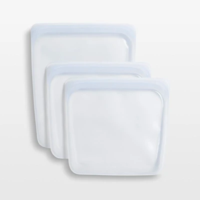 Stasher 3-Piece Clear Reusable Silicone Sandwich and Half-Gallon Bag Set