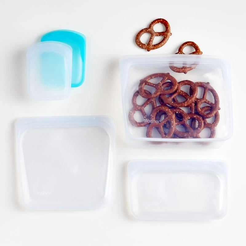 Stasher Clear Reusable Silicone Pocket Bags, Set of 2