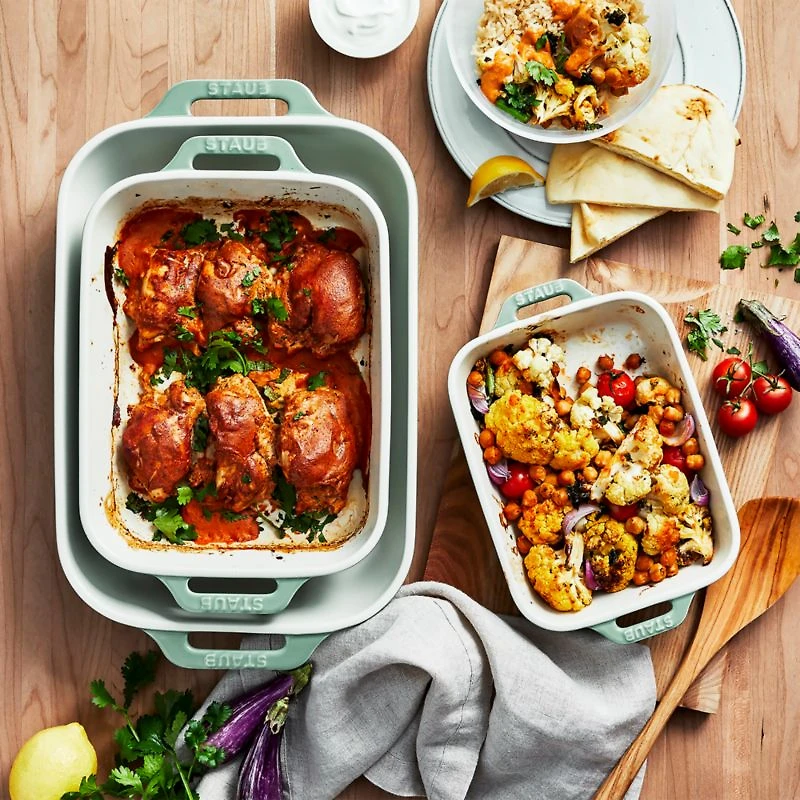 Staub ® -Piece Eucalyptus Green Ceramic Baking Dish Set