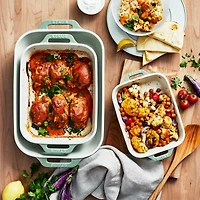 Staub ® -Piece Eucalyptus Green Ceramic Baking Dish Set